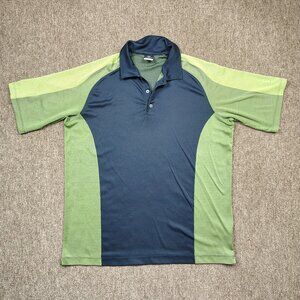 NIKE GOLF Polo Shirt Men XL Green Black Dri-Fit UV Short Sleeve Performance